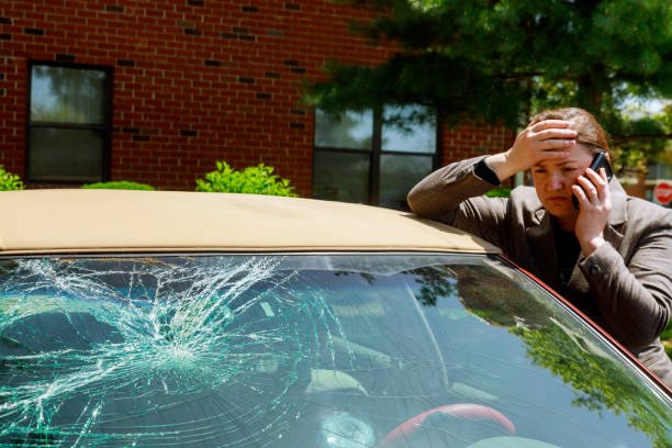 Certified technician performing windshield repair in Monrovia